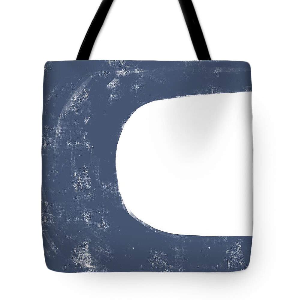 Abstract Tote Bag featuring the mixed media A Perfect Union 1 - Contemporary Minimal Abstract Painting - Modern Art - Blue, White by Studio Grafiikka