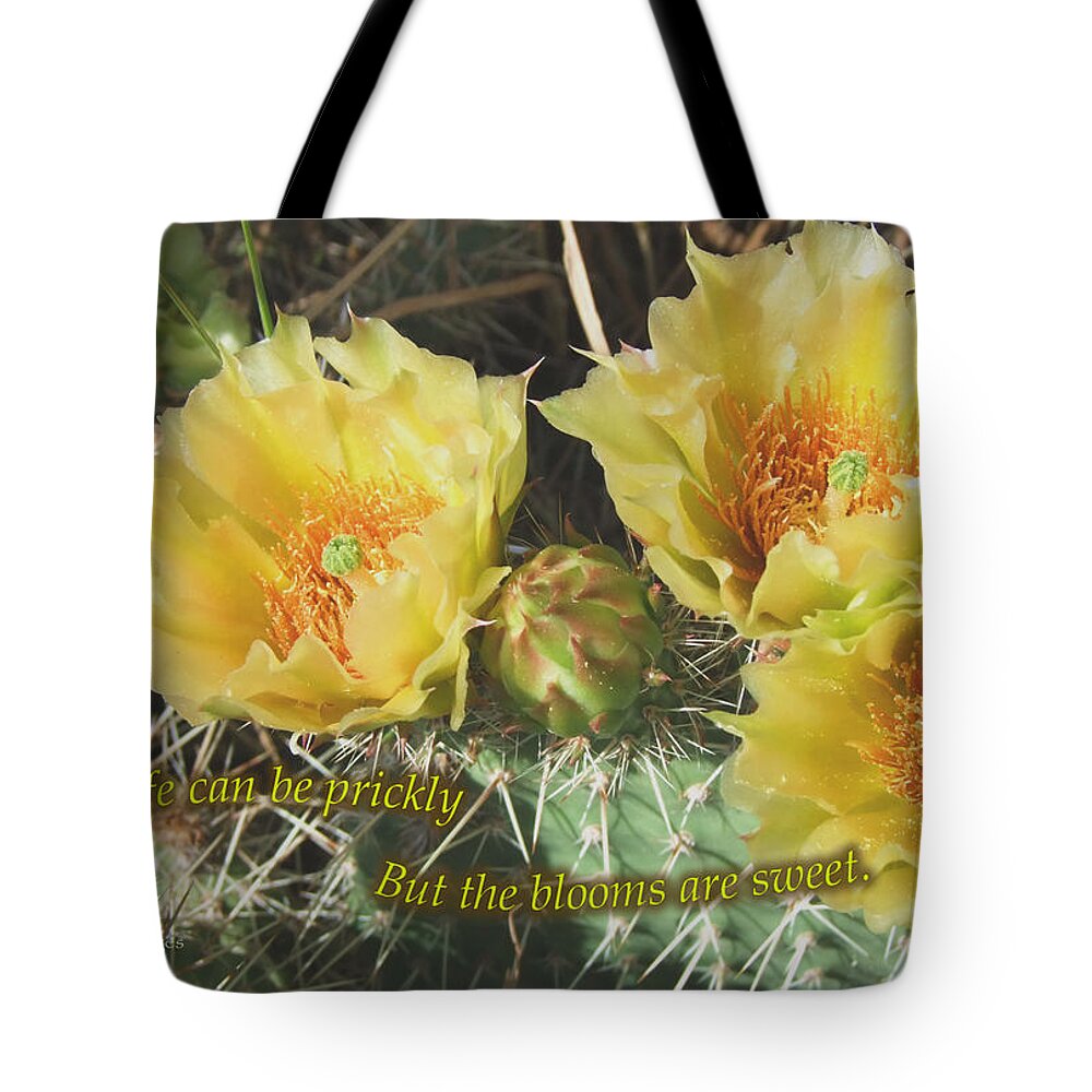 Cactus Tote Bag featuring the mixed media A Prickly Life by Kae Cheatham