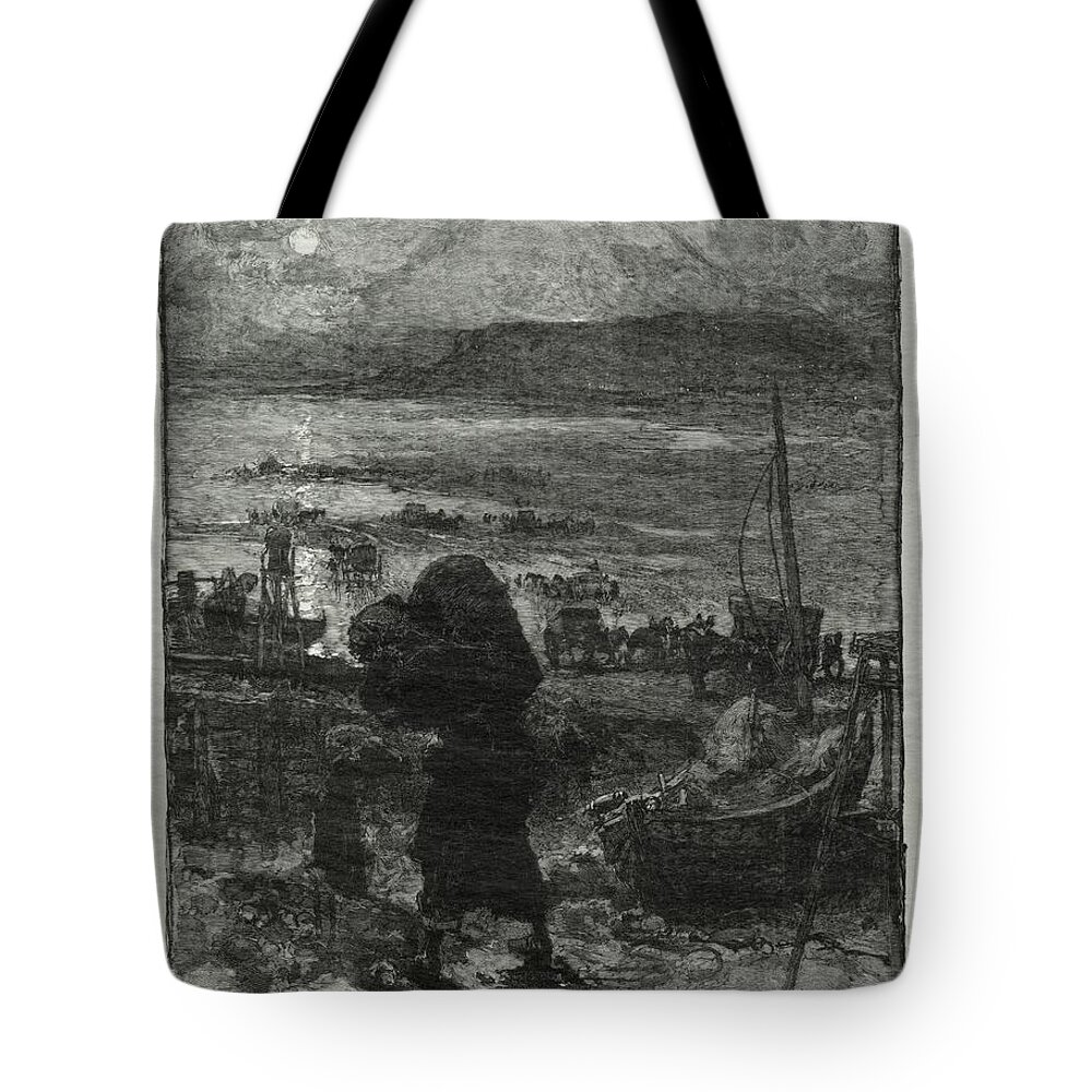 A Recolte Du Sable 1887 Auguste Louis French 1849 To 1918 Tote Bag featuring the painting a Recolte du Sable 1887 Auguste Louis French 1849 to 1918 by MotionAge Designs