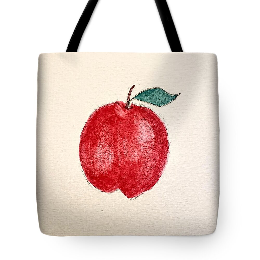  Tote Bag featuring the painting A Red Apple by Margaret Welsh Willowsilk