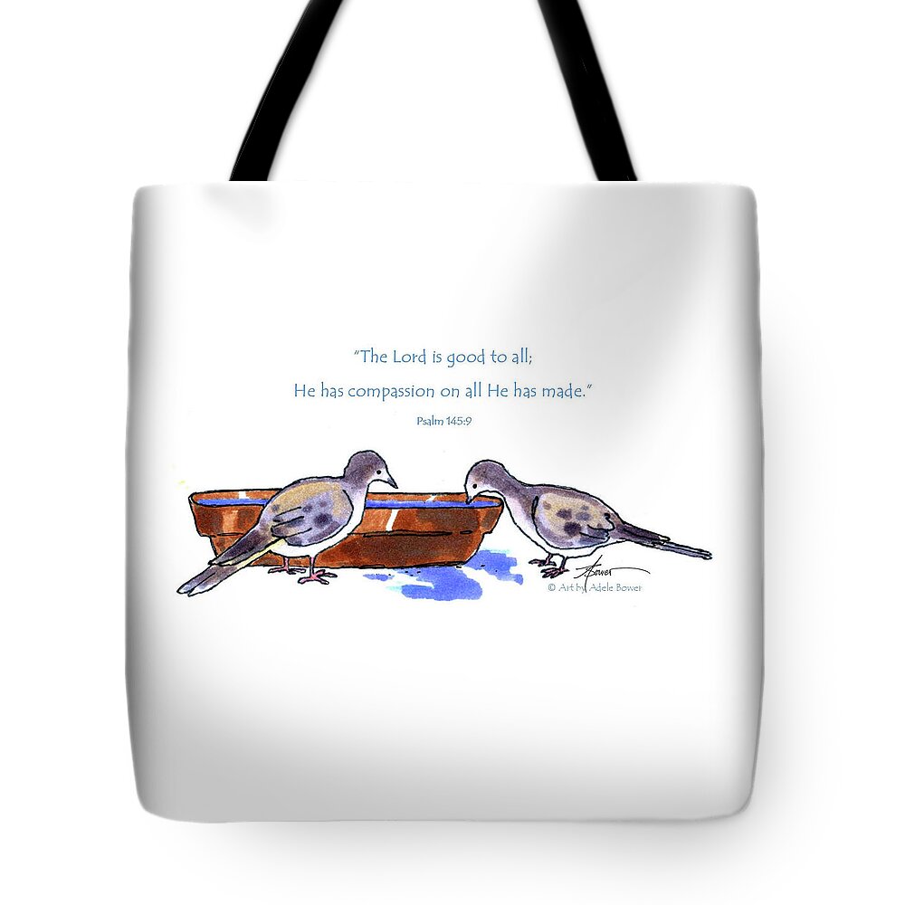 Dove Tote Bag featuring the painting A Refreshing Drink by Adele Bower