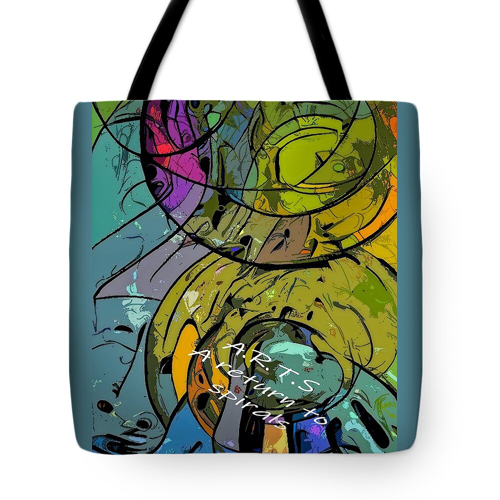 Spirals Tote Bag featuring the mixed media A Return to Spirals by Lisa Kaiser