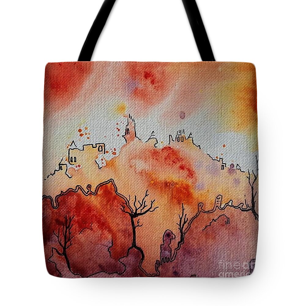 Spooky Tote Bag featuring the mixed media A Sacred Place by April Reilly