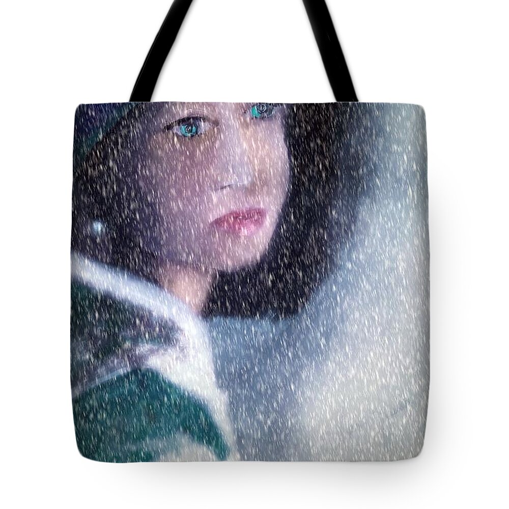 Soft Tote Bag featuring the painting A Sad Gaze In The Snow by Lisa Kaiser