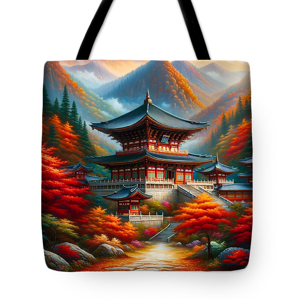 Buddhist Temple Tote Bags