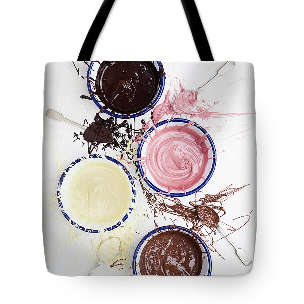 Chocolate Tote Bag featuring the photograph A Splattering of Chocolate by Tim Gainey