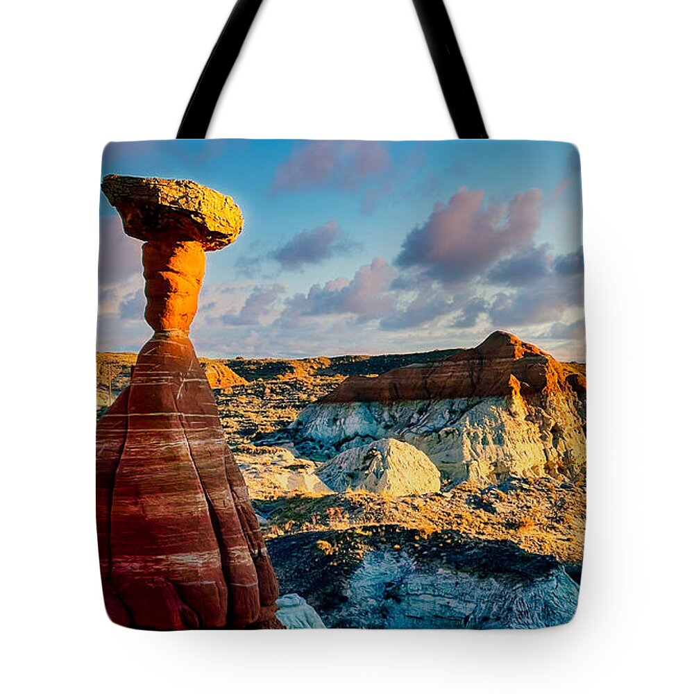 Desert Tote Bag featuring the photograph A Toadstool Sunset by Bradley Morris