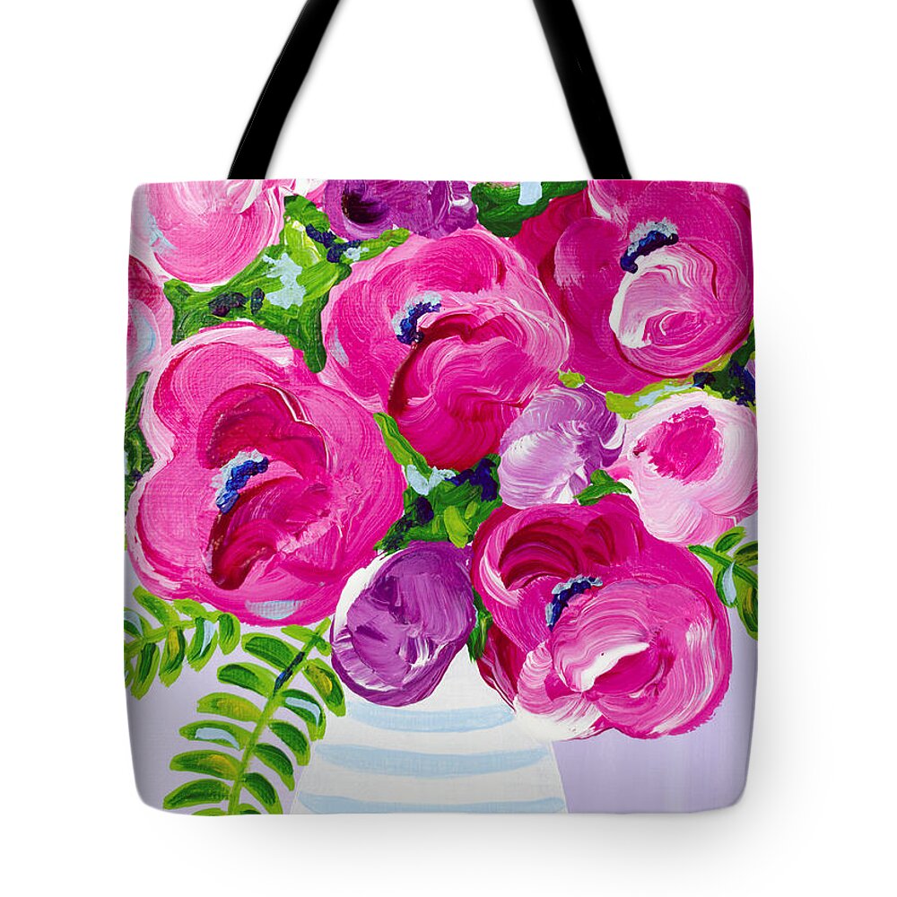 Abstract Floral Tote Bag featuring the painting A Touch of Violet by Beth Ann Scott