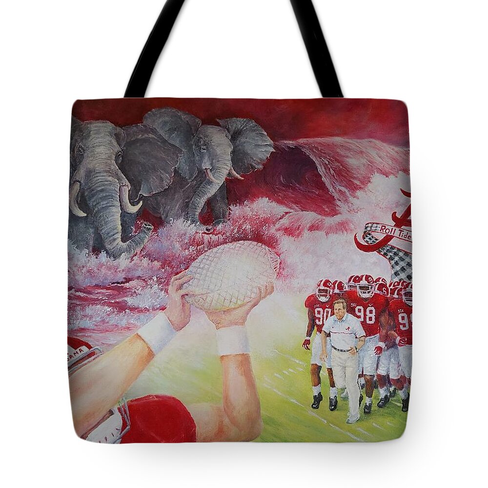 Alabama Tote Bag featuring the painting A Tradition of Heroes by ML McCormick
