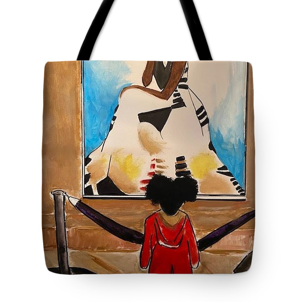  Tote Bag featuring the painting A Trip To The Gallery by Angie ONeal