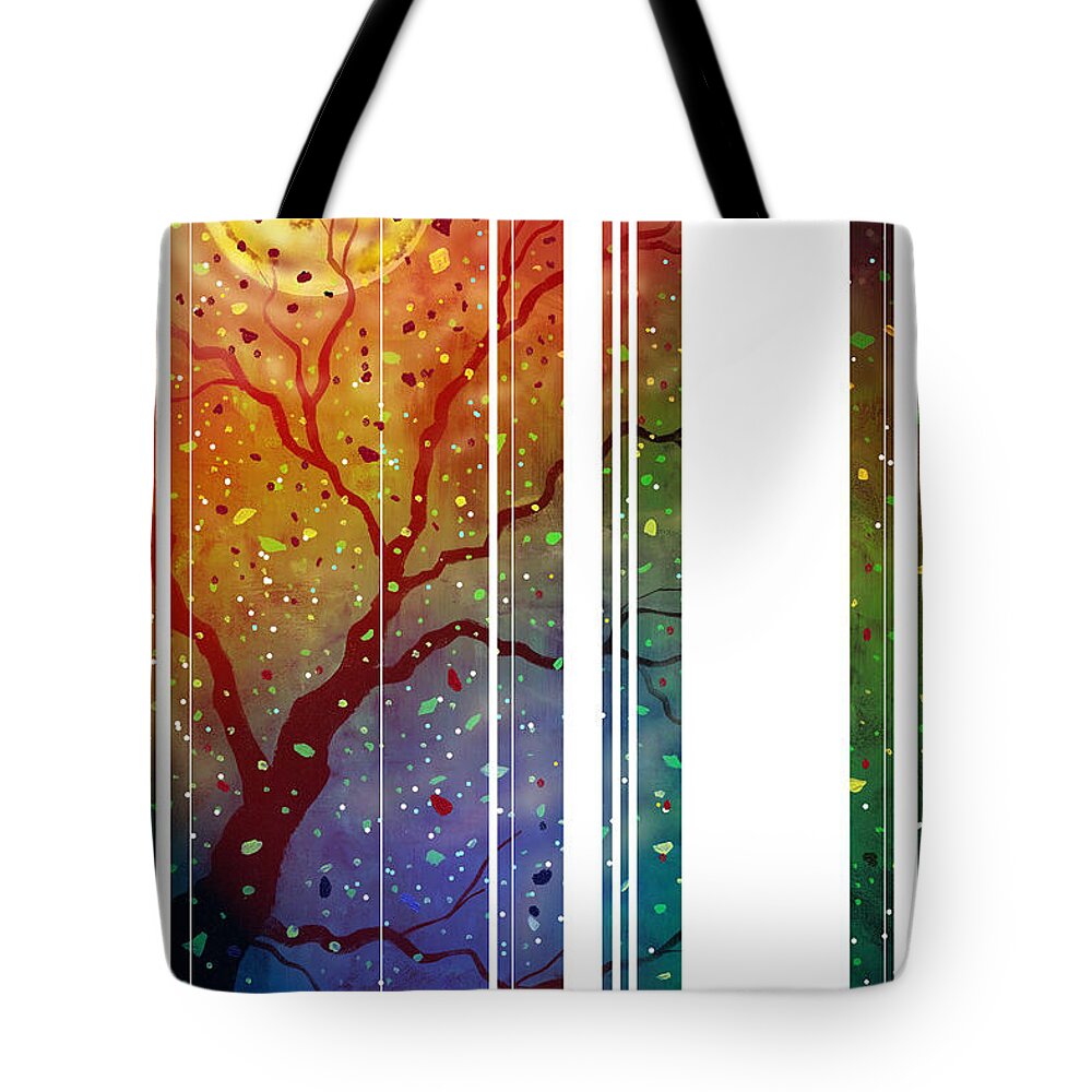 Moon Tote Bag featuring the painting A View to a Kill by Joel Tesch