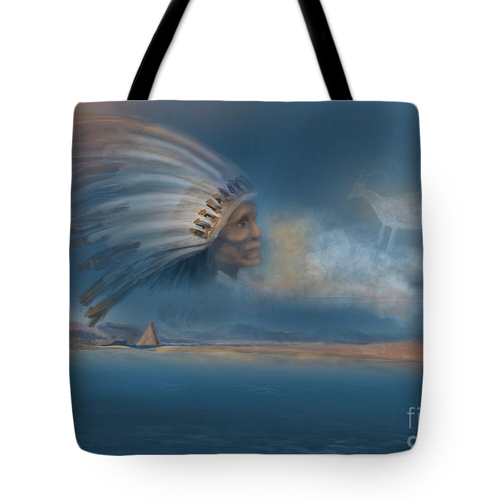 Paiute Tote Bag featuring the digital art A Vision by Doug Gist