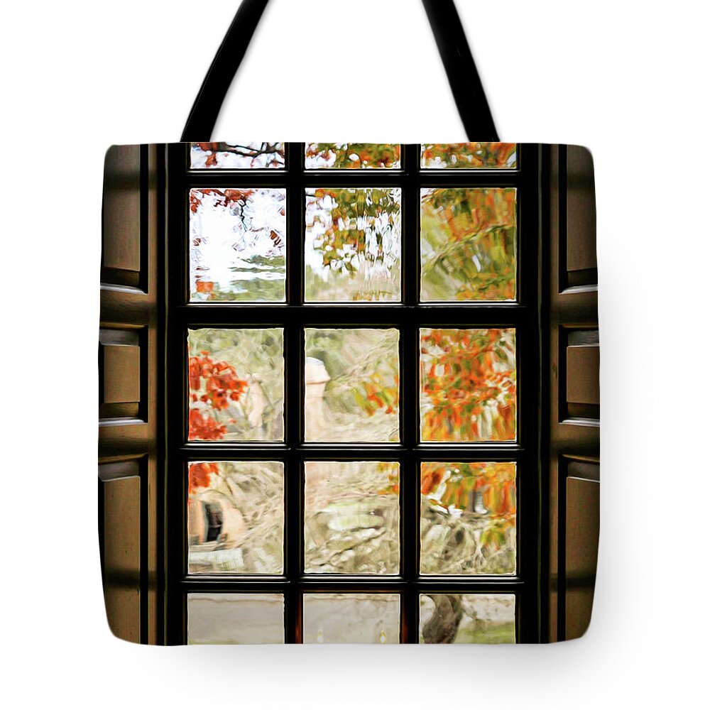 Capitol Tote Bag featuring the photograph A Window at the Capitol Autumn Colors - Oil Painting Style by Rachel Morrison