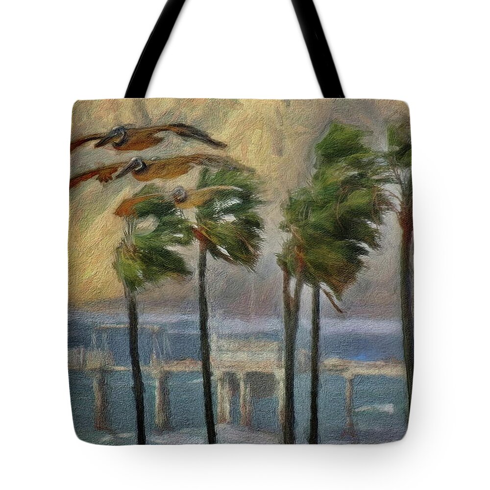 La Jolla Tote Bag featuring the digital art A Windy Day at La Jolla Shores by Russ Harris