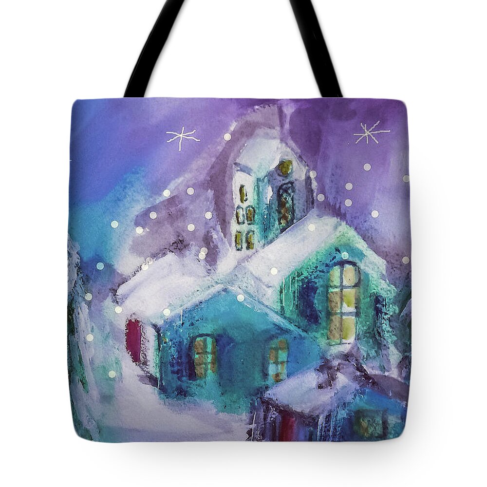 Winter Tote Bag featuring the digital art A Winter Night by Lisa Kaiser