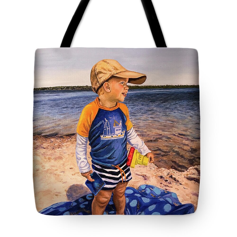Oil Painting Tote Bag featuring the painting AB at The Pond on Marthas Vineyard by Sherrell Rodgers