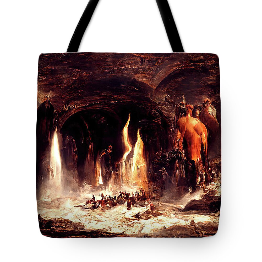 Dante Tote Bag featuring the painting Abandon all hope, you who enter here, 02 by AM FineArtPrints