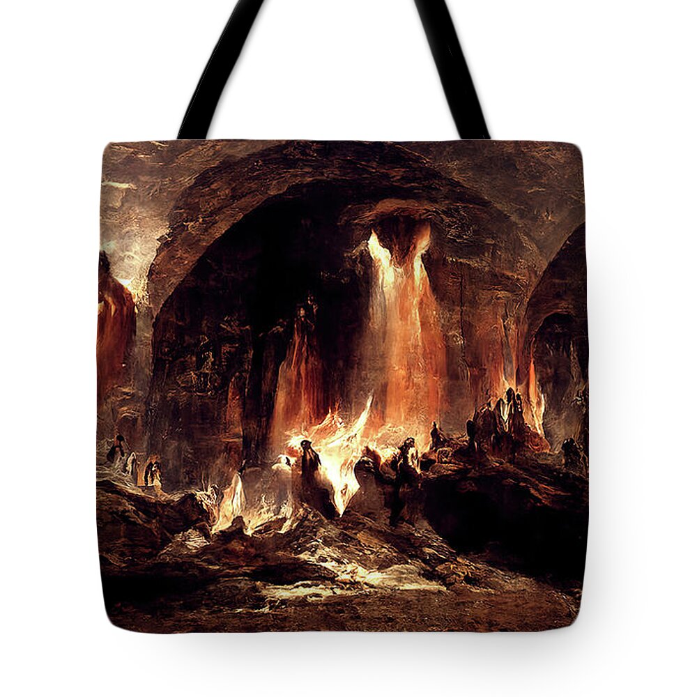Dante Tote Bag featuring the painting Abandon all hope, you who enter here, 03 by AM FineArtPrints