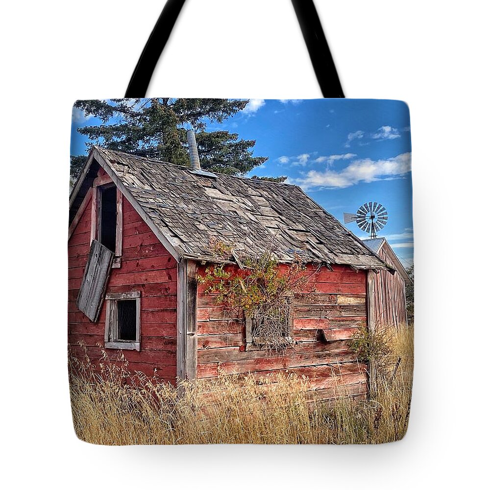 Outbuildings Tote Bag featuring the photograph Abandoned Farm Outbuilding by Jerry Abbott