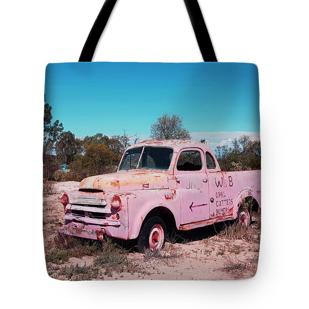 Opal Fields Tote Bag featuring the photograph Abandoned Utility in Opal Fields of Australia by Andre Petrov