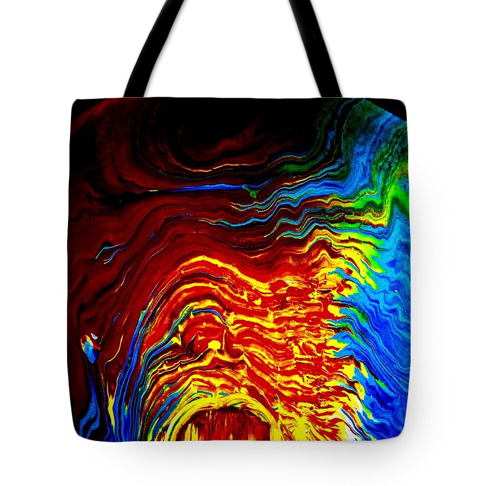 Earth Fire Above Water Tote Bag featuring the painting Above the Earth by Anna Adams