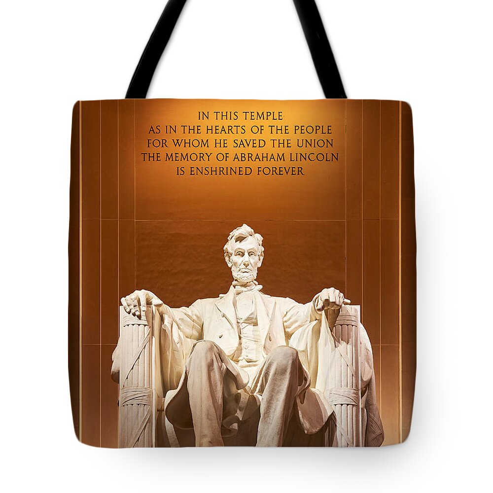 Abraham Lincoln Memorial Tote Bag featuring the photograph Abraham Lincoln by Peter Boehringer