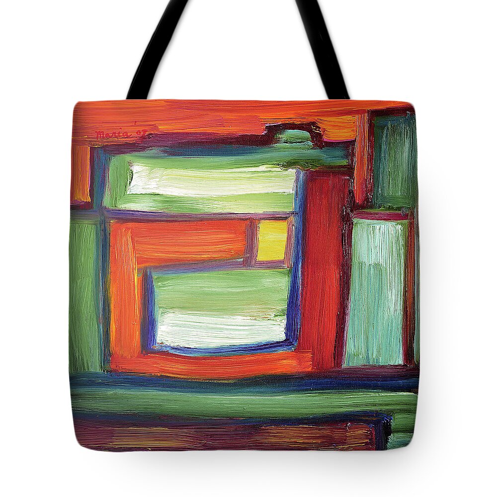 Abstract Tote Bag featuring the painting Abstract 29 by Maria Meester