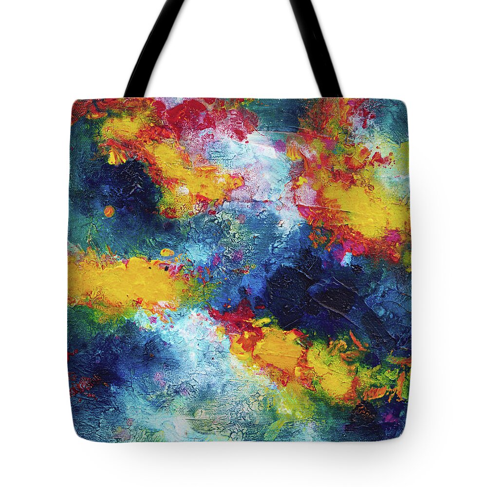 Abstract Tote Bag featuring the painting Abstract 97 by Maria Meester