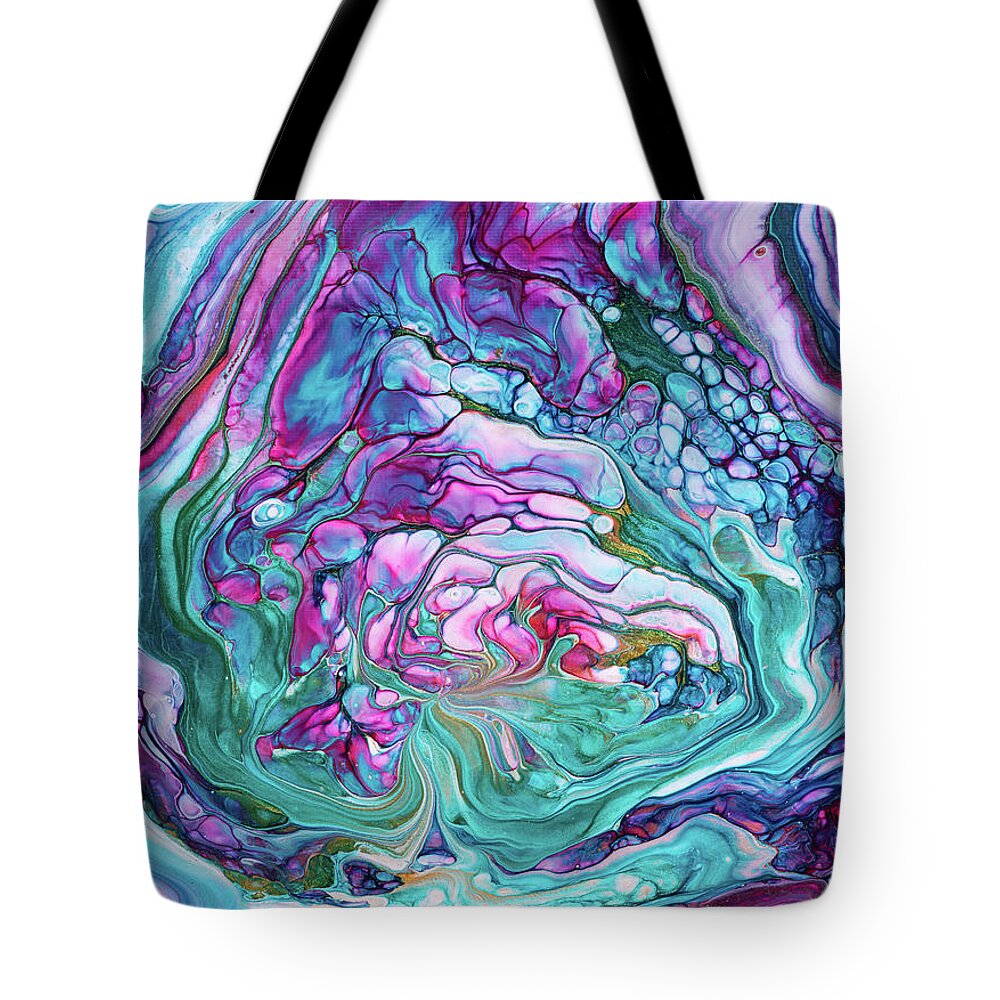 Abstract Tote Bag featuring the painting Abstract Art Acrylic Fluid Painting with stunning colors by Matthias Hauser