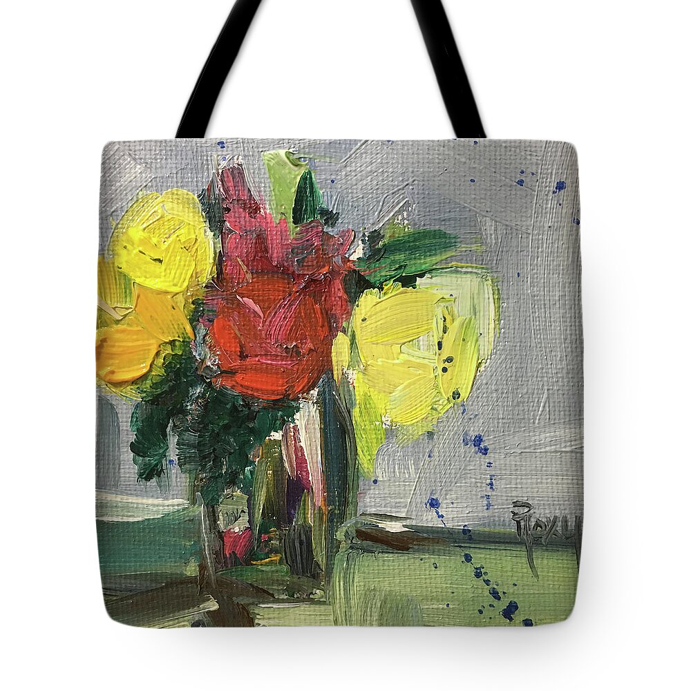 Flowers Tote Bag featuring the painting Abstract Bunch by Roxy Rich