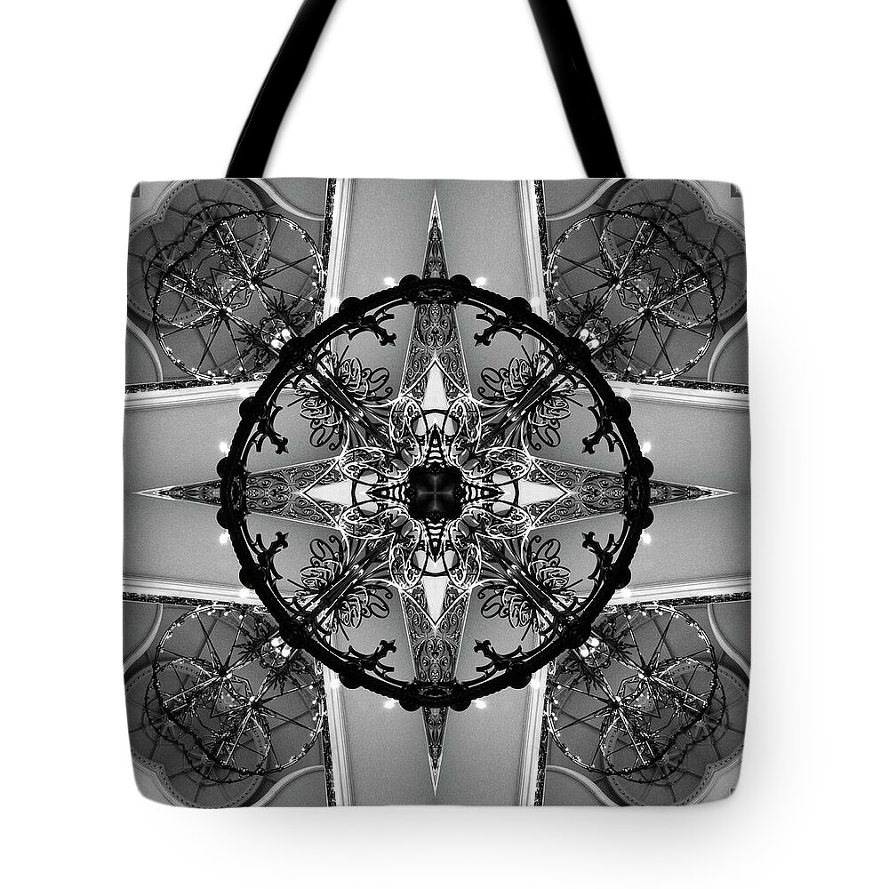 Abstract Stairs Tote Bag featuring the photograph Abstract Chandelier 1 by Mike McGlothlen