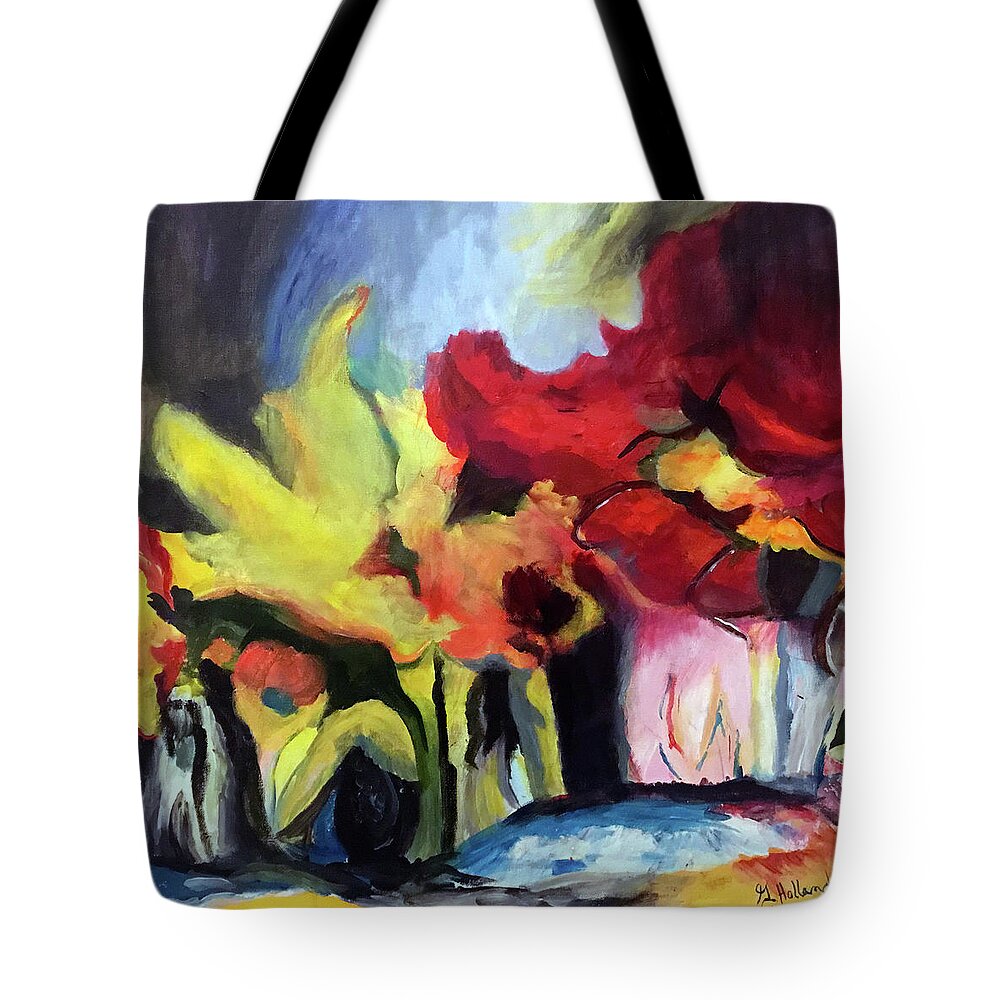 Watercolor Tote Bag featuring the painting Flowers sensuality by Genevieve Holland