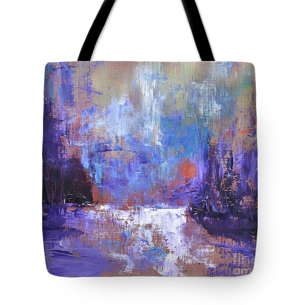 Exciting Tote Bag featuring the painting Abstract Journey by Monika Shepherdson