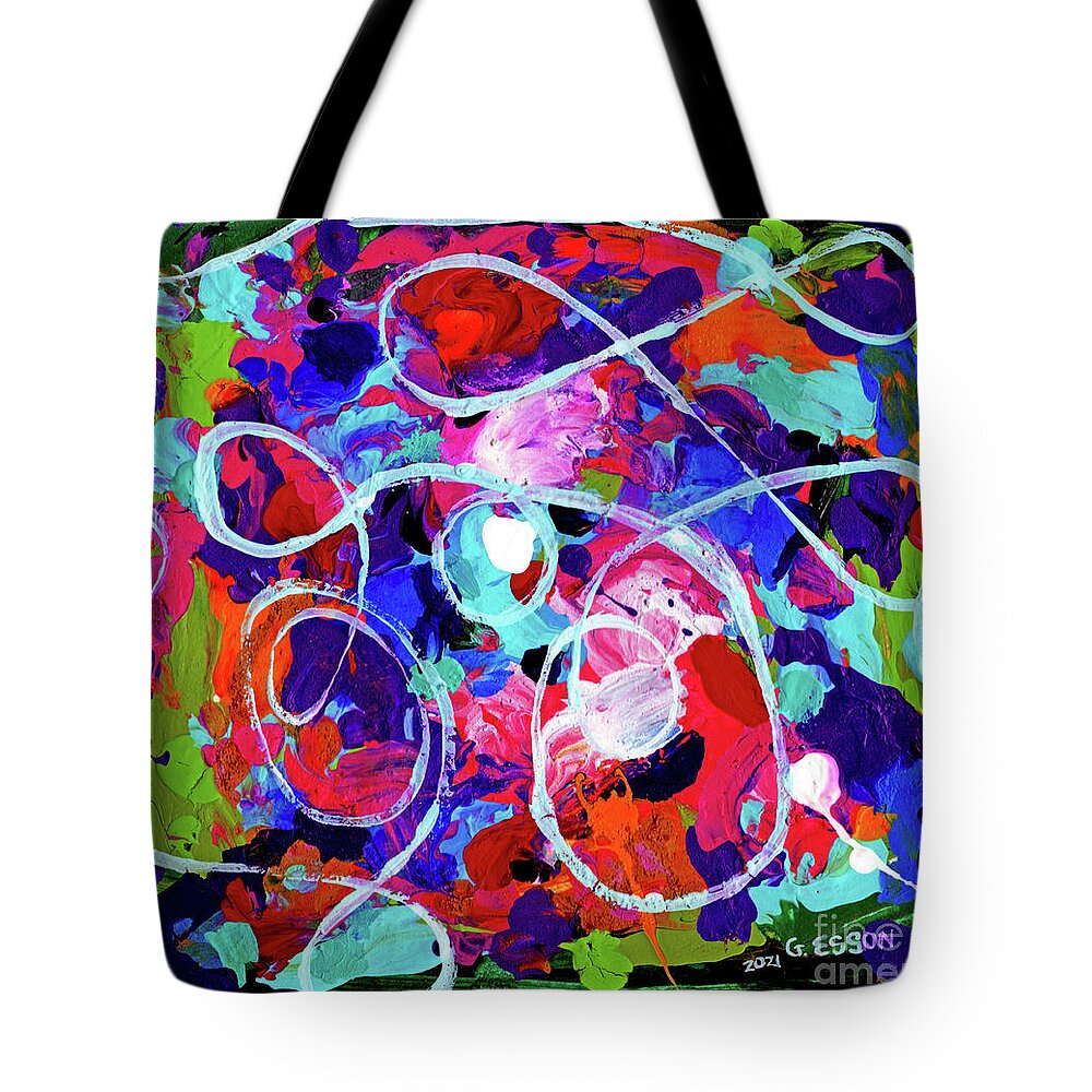 Abstract Tote Bag featuring the painting Abstract Loop De Loo by Genevieve Esson