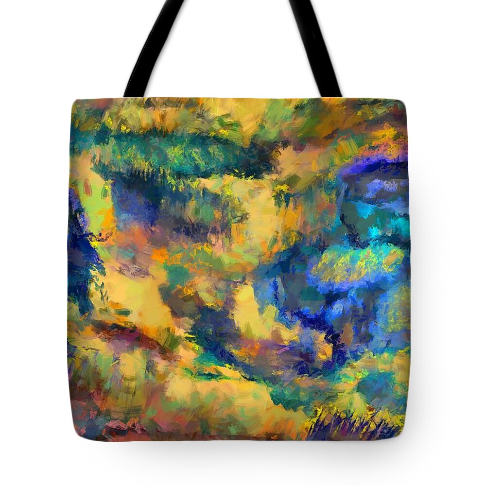 Meadow Tote Bag featuring the mixed media Abstract Meadow by Christopher Reed