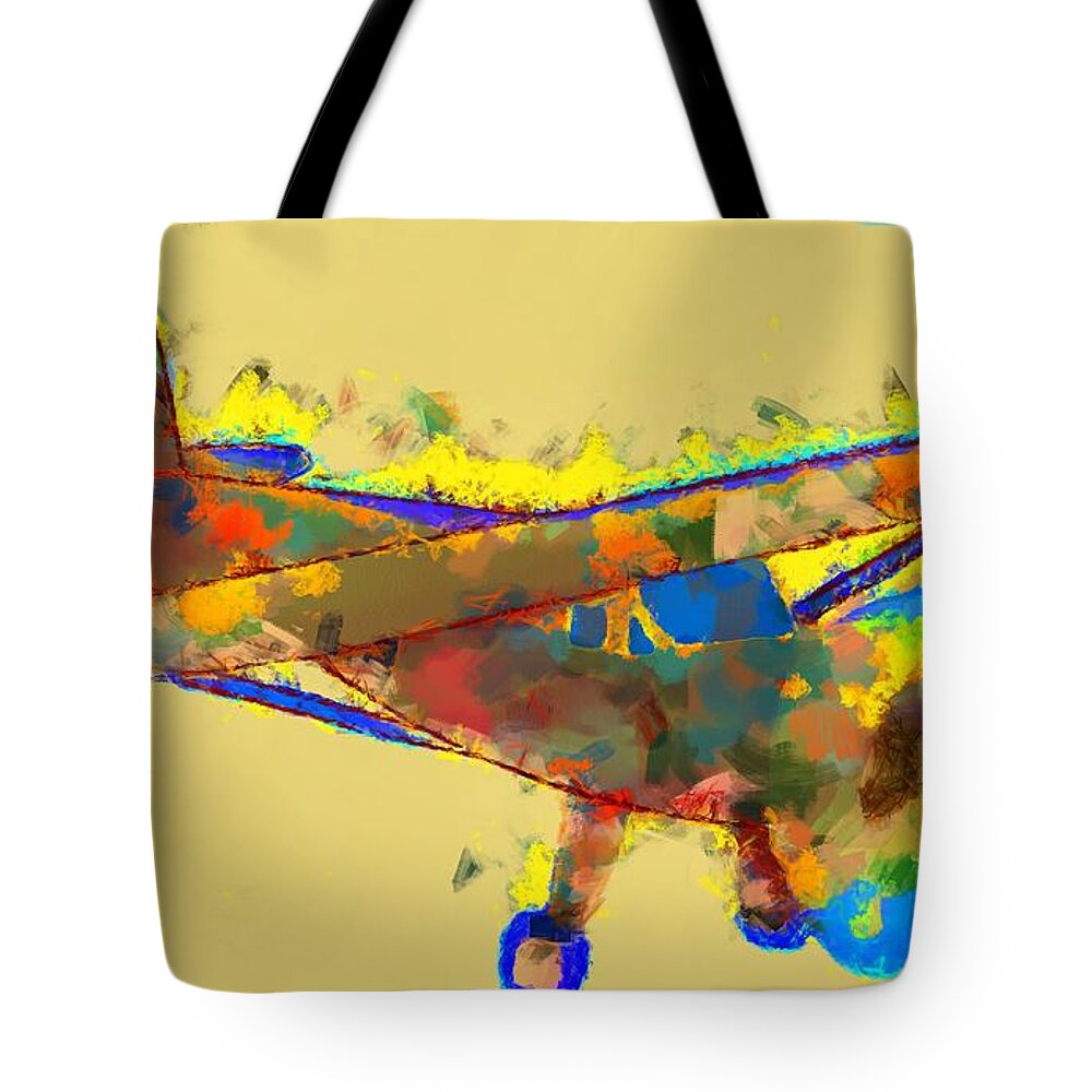 Abstract Tote Bag featuring the mixed media Abstract Monoplane by Christopher Reed