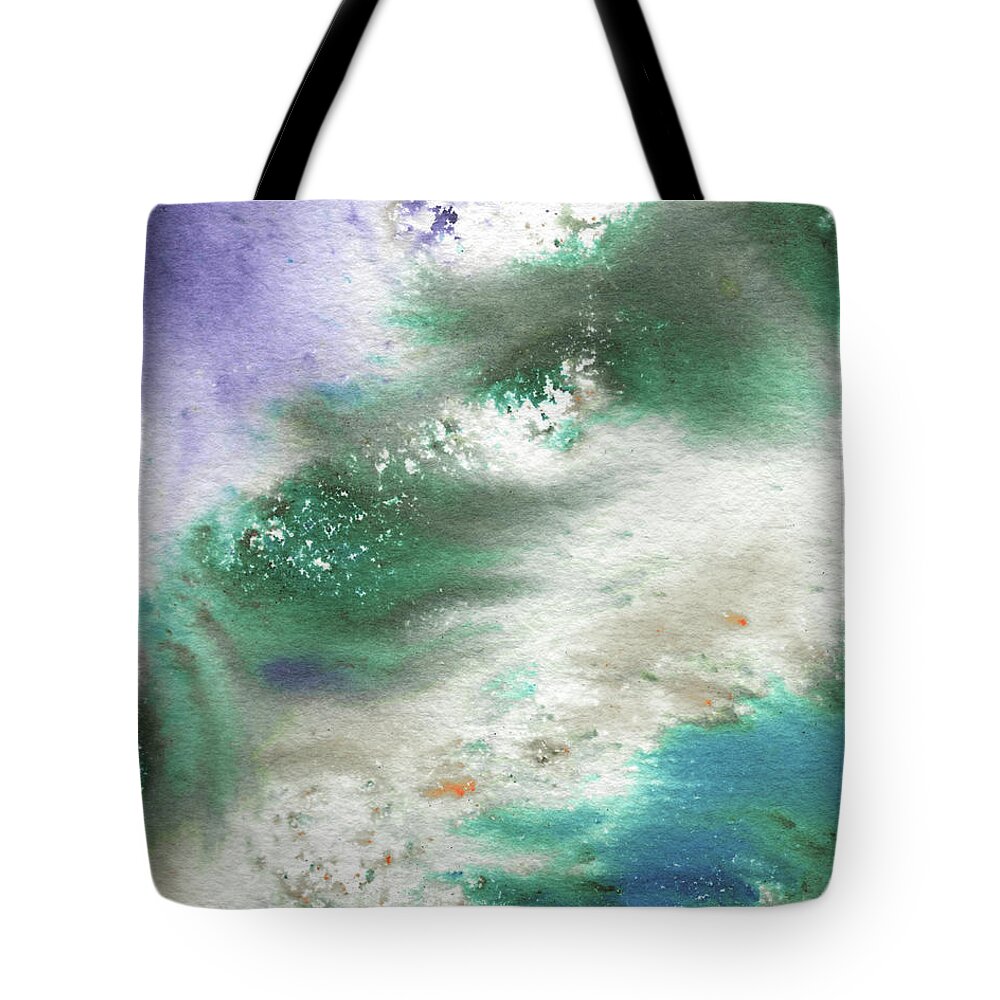 Wave Tote Bag featuring the painting Abstract Ocean Splashes And Waves Watercolor by Irina Sztukowski