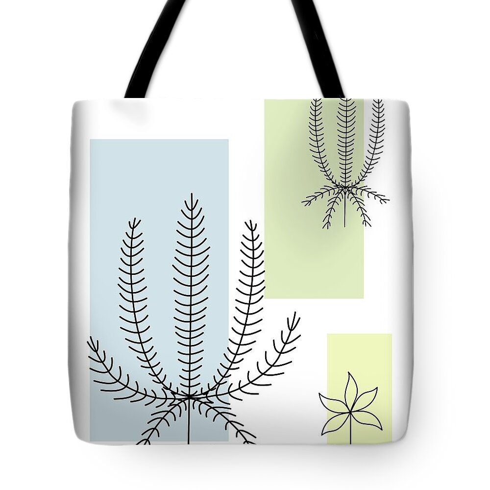 Botanical Tote Bag featuring the digital art Abstract Plants Pastel 1 by Donna Mibus