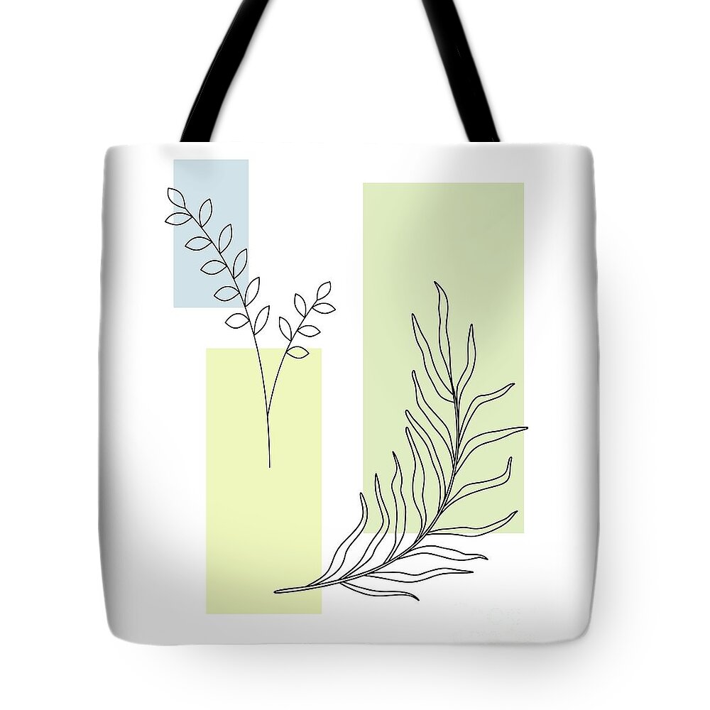 Botanical Tote Bag featuring the digital art Abstract Plants Pastel 2 by Donna Mibus