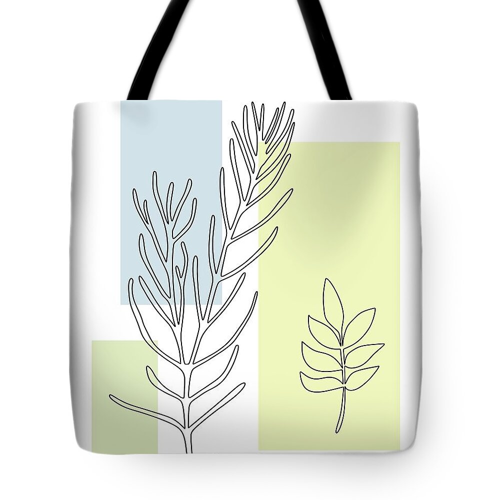 Botanical Tote Bag featuring the digital art Abstract Plants Pastel 3 by Donna Mibus