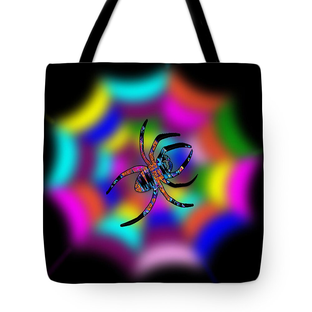 Spider Tote Bag featuring the digital art Abstract Spider's Web by Ronald Mills