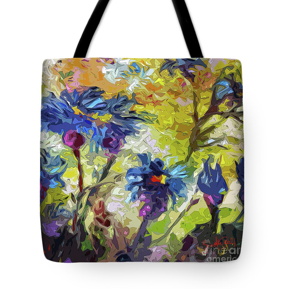 Abstract Art Tote Bag featuring the mixed media Abstract Thistles Floral Art by Ginette Callaway