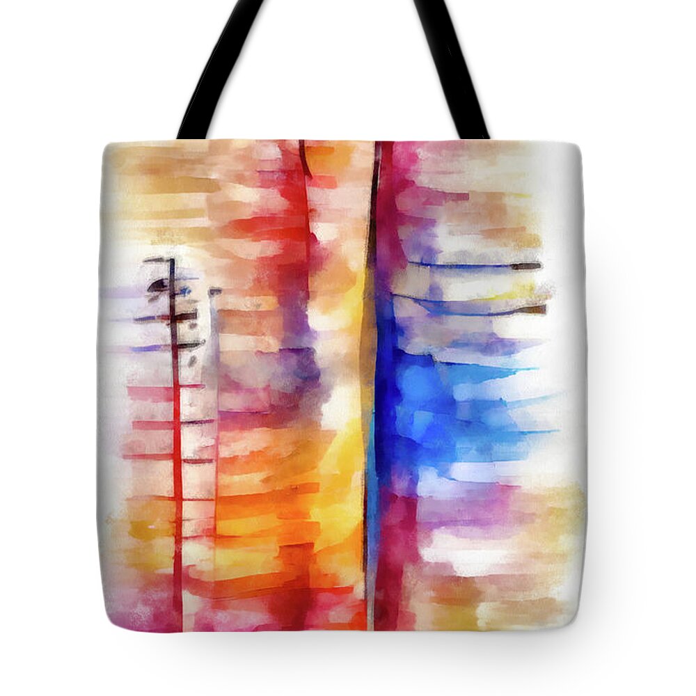 Abstract Tote Bag featuring the painting Abstract Trees Watercolor 01 by Matthias Hauser