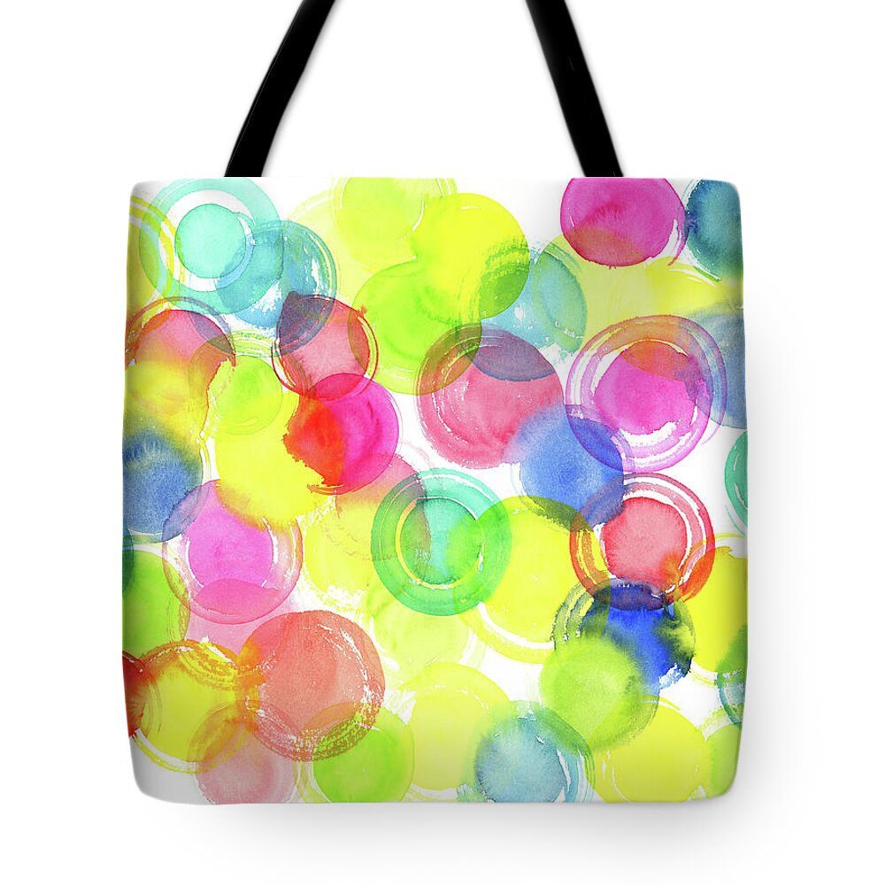 Watercolor Tote Bag featuring the painting Abstract watercolor circles by Karen Kaspar