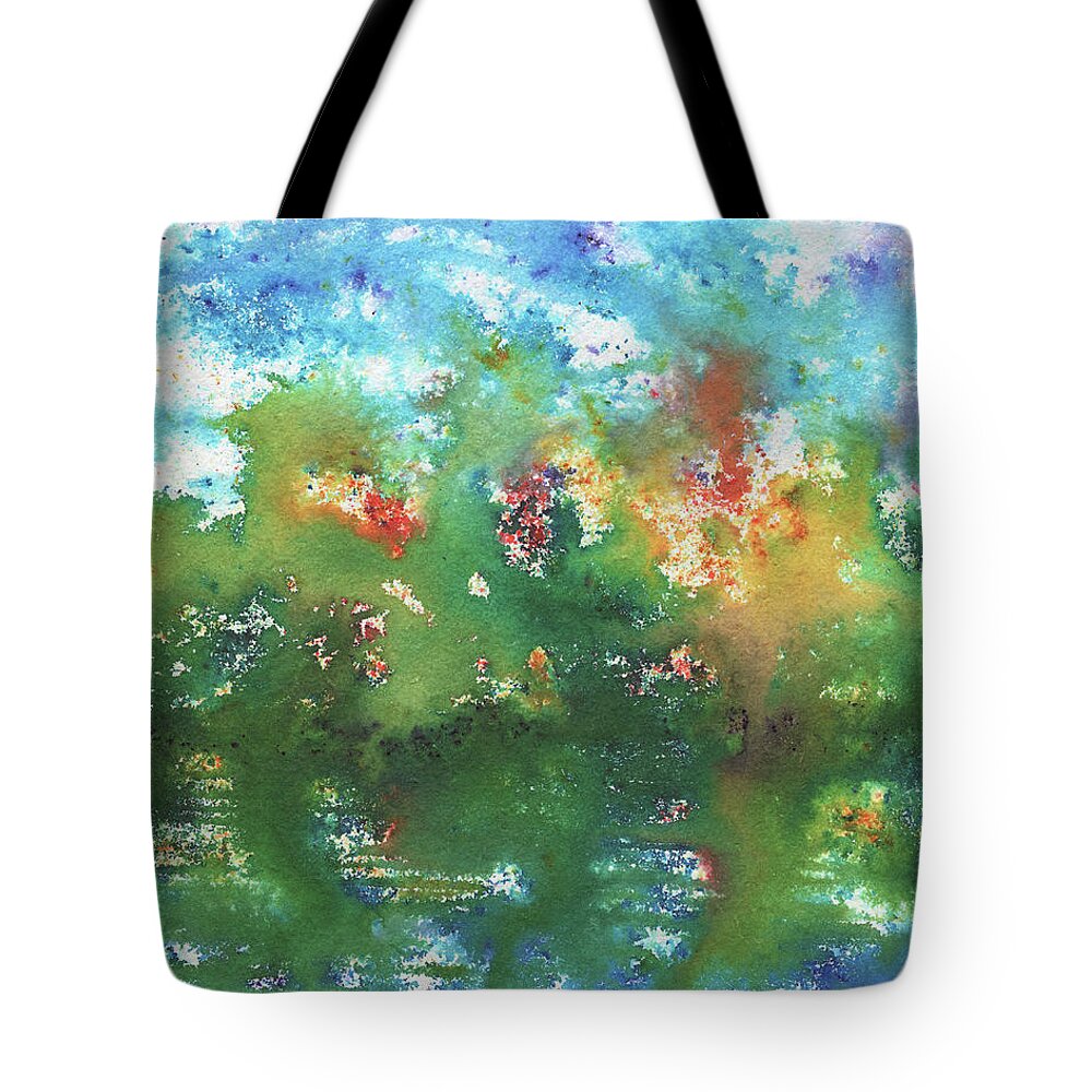 Abstract Watercolor Tote Bag featuring the painting Abstract Watercolor Splashes Organic Natural Happy Colors Art III by Irina Sztukowski