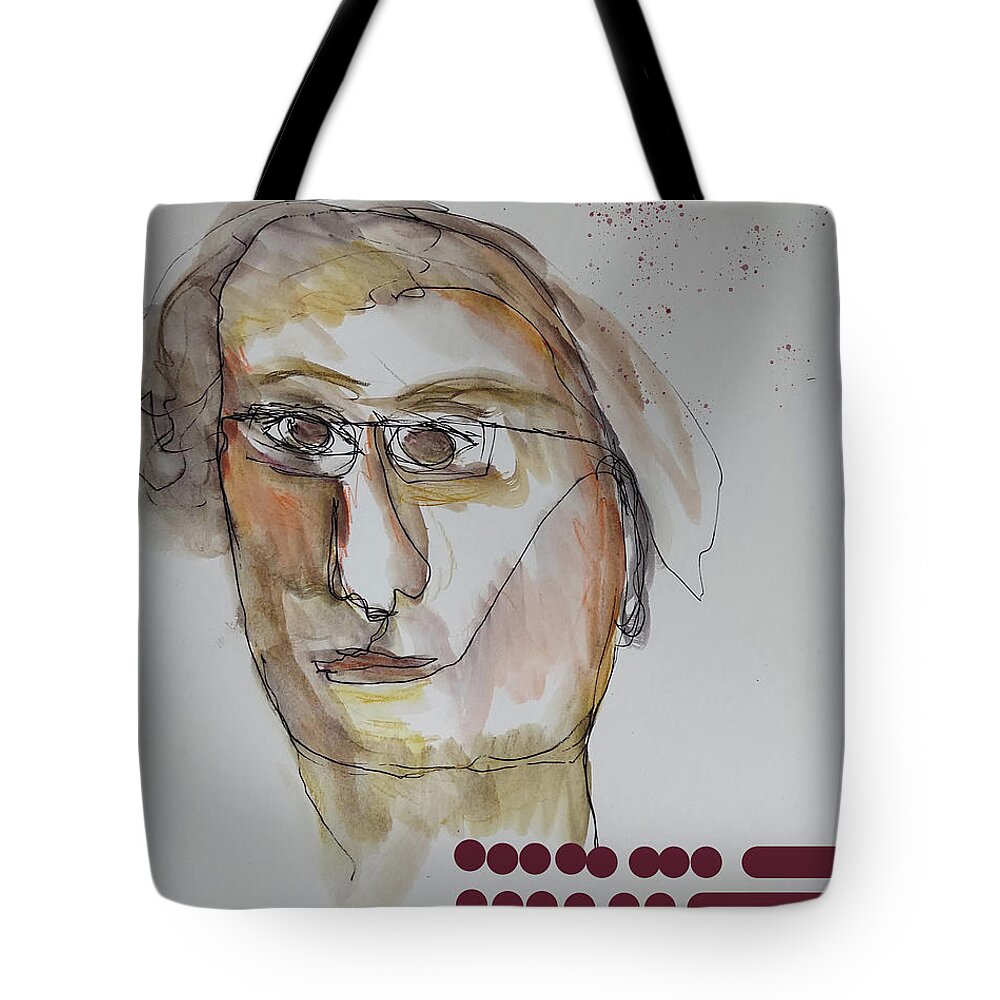 Abstract Tote Bag featuring the painting Abstracted realism portrait 3122023 by Cathy Anderson