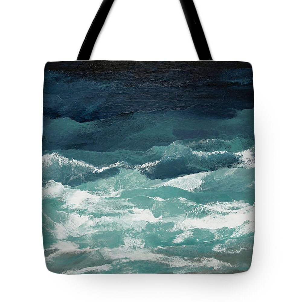  Abstract Seascape Tote Bag featuring the painting Abundant as the Seas by Linda Bailey