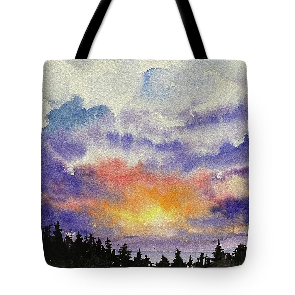  Tote Bag featuring the painting Acadia Sunset by Kellie Chasse