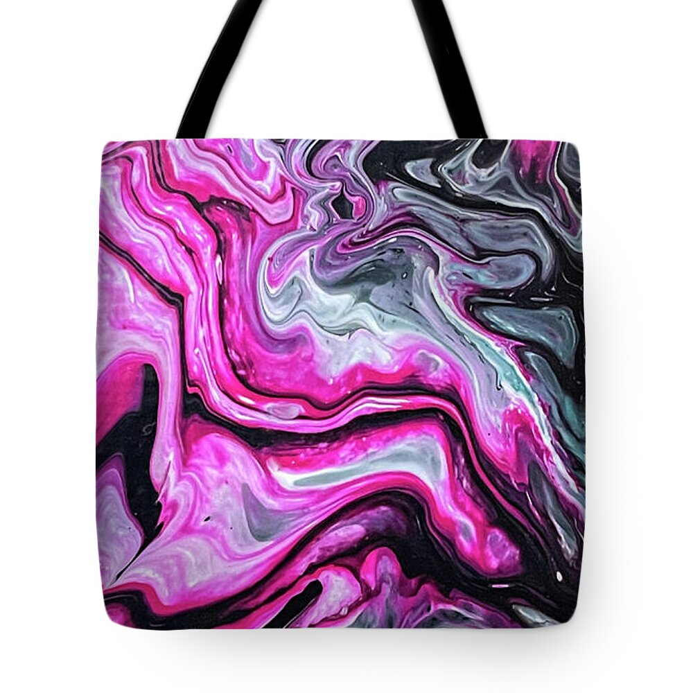 Abstract Tote Bag featuring the painting Acrylic Pouring Art Abstract Fluid Painting 02 by Matthias Hauser