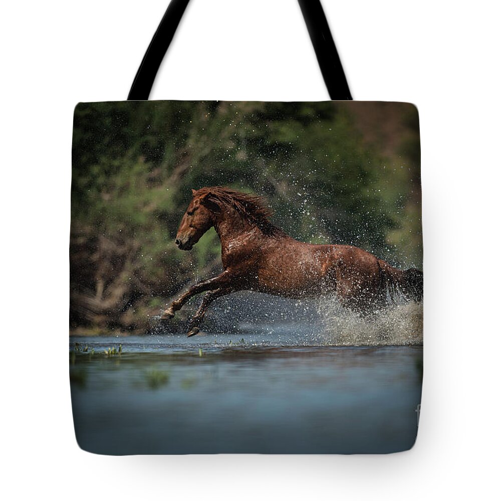 Stallion Tote Bag featuring the photograph Action by Shannon Hastings